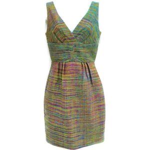 NEW SiLK TWeeD Trina Turk Dress Surplice Bust Pleated Lined Turquoise Zip USA